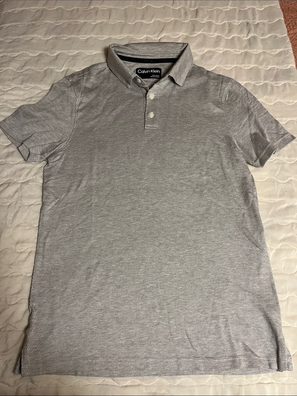 Calvin Klein Light Gray Micro-Pattern Polo